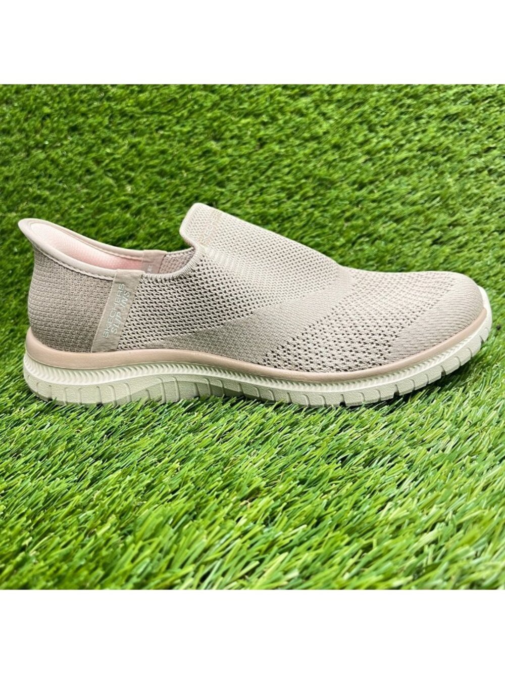 Skechers Virtue-Sleek Women Size 7 Taupe Athletic Walking Slip-On Shoes Sneakers